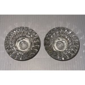Set of 2 Clear Glass 3 Way Candle Holders Votive Taper for Multiple Sizes 3.5"W